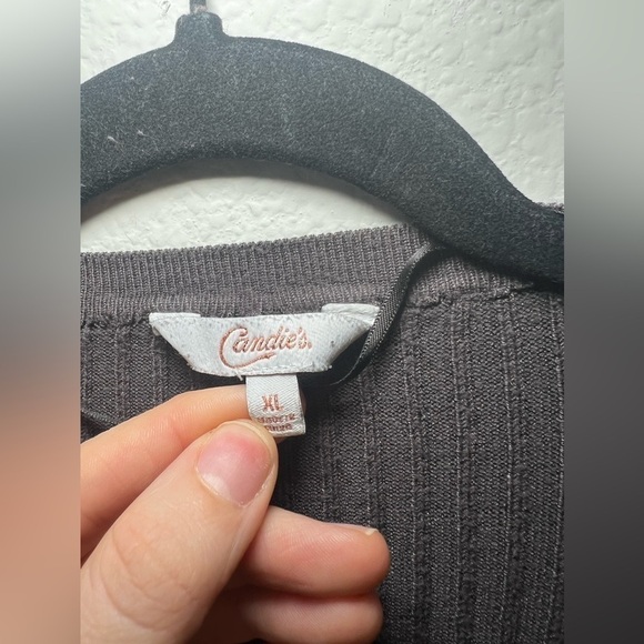 Candie's Gray Open-Front Cardigan Sweater - Picture 3 of 4